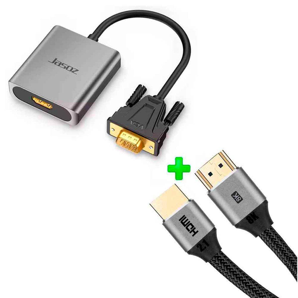 VARIOS - Pack Adaptador VGA Macho a HDMI Hembra Hagi + Cable HDMI 2.1