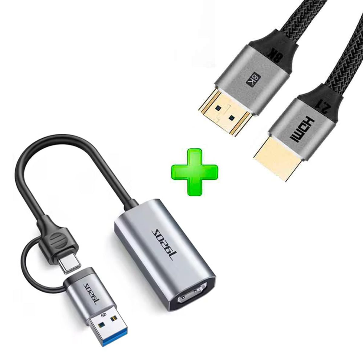 VARIOS - Pack Capturador de Video Hagi + Cable HDMI 2.1 PC PS5 PS4 Switch