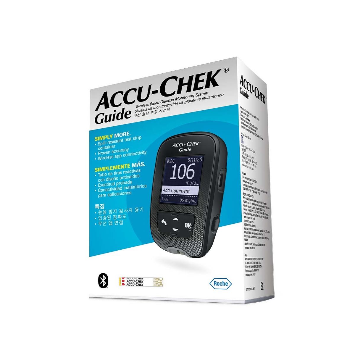 ACCU CHEK - Pack Glucometro AccuChek Guide 60 Tiras 110 lancetas