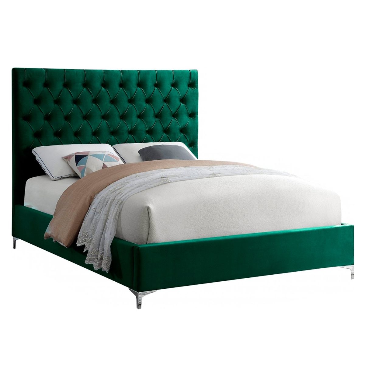 GENERICO - Cama Tapizada Capitoné Abba Verde 1.5 Plz