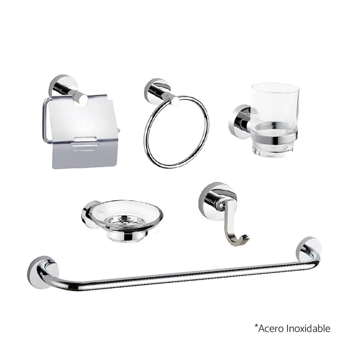 GENERICO - Kits de Baño 6 Piezas Acero Cromado