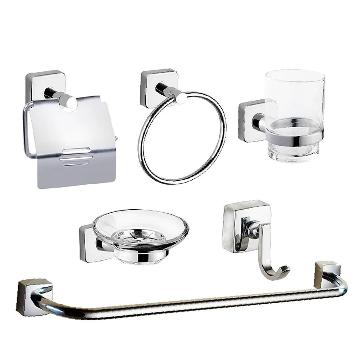 GENERICO - Kits de Baño 6 Piezas Acero Cromado