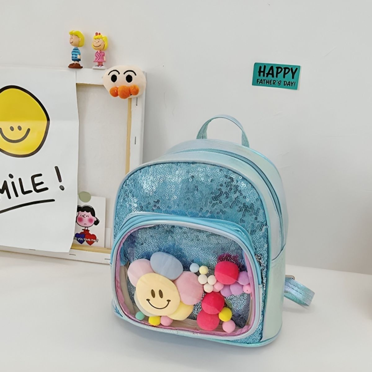 GENERICO - Mochila Kawaii Niñas Girasol Celeste