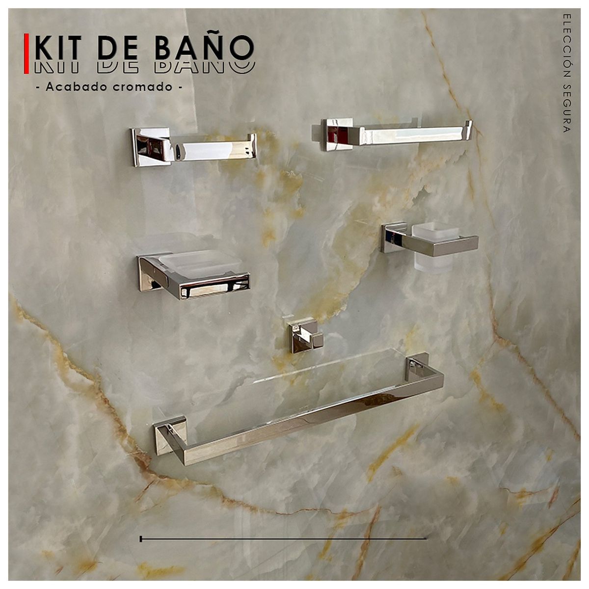 GENERICO - Kits de Baño 6 Piezas Acero Inoxidable