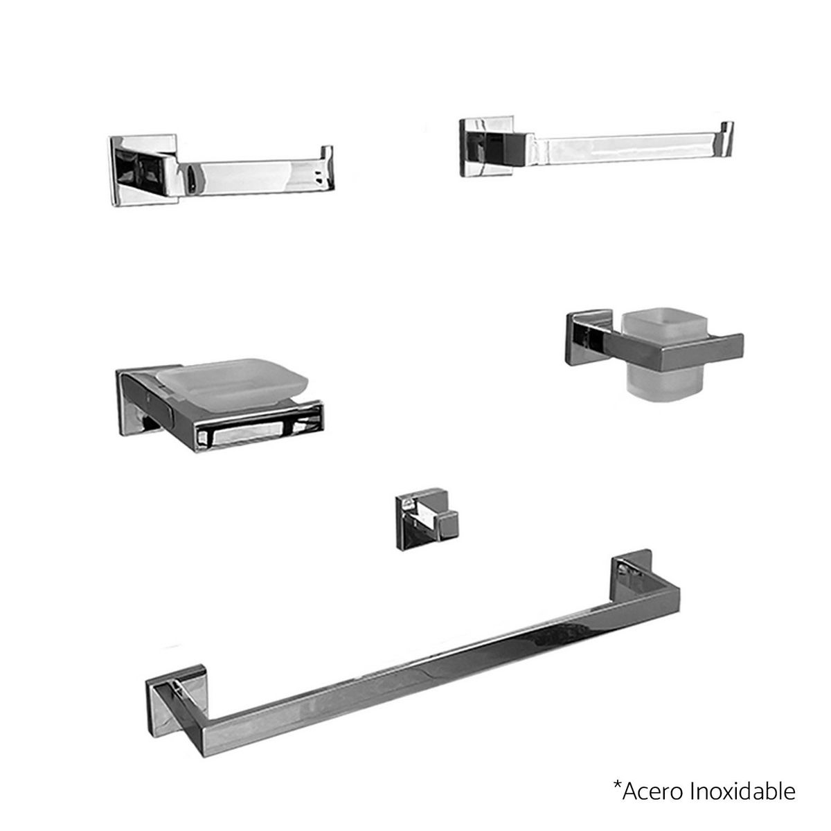 GENERICO - Kits de Baño 6 Piezas Acero Inoxidable