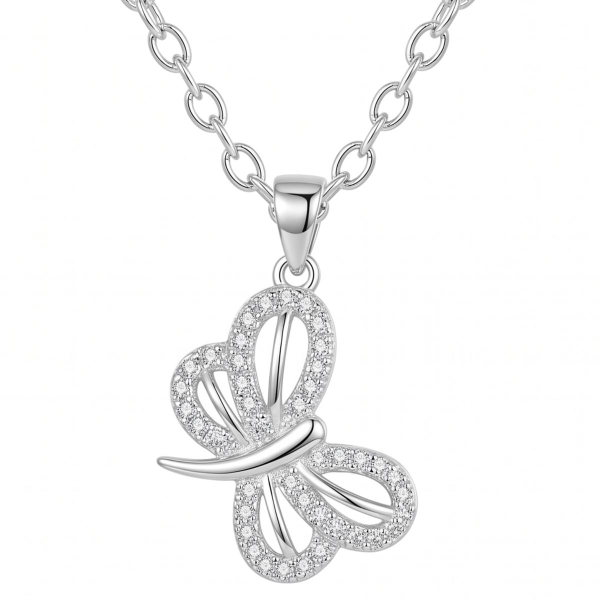 KARMY - Collar Mujer Mariposa Blanca Joya Regalo Novia Plata 925