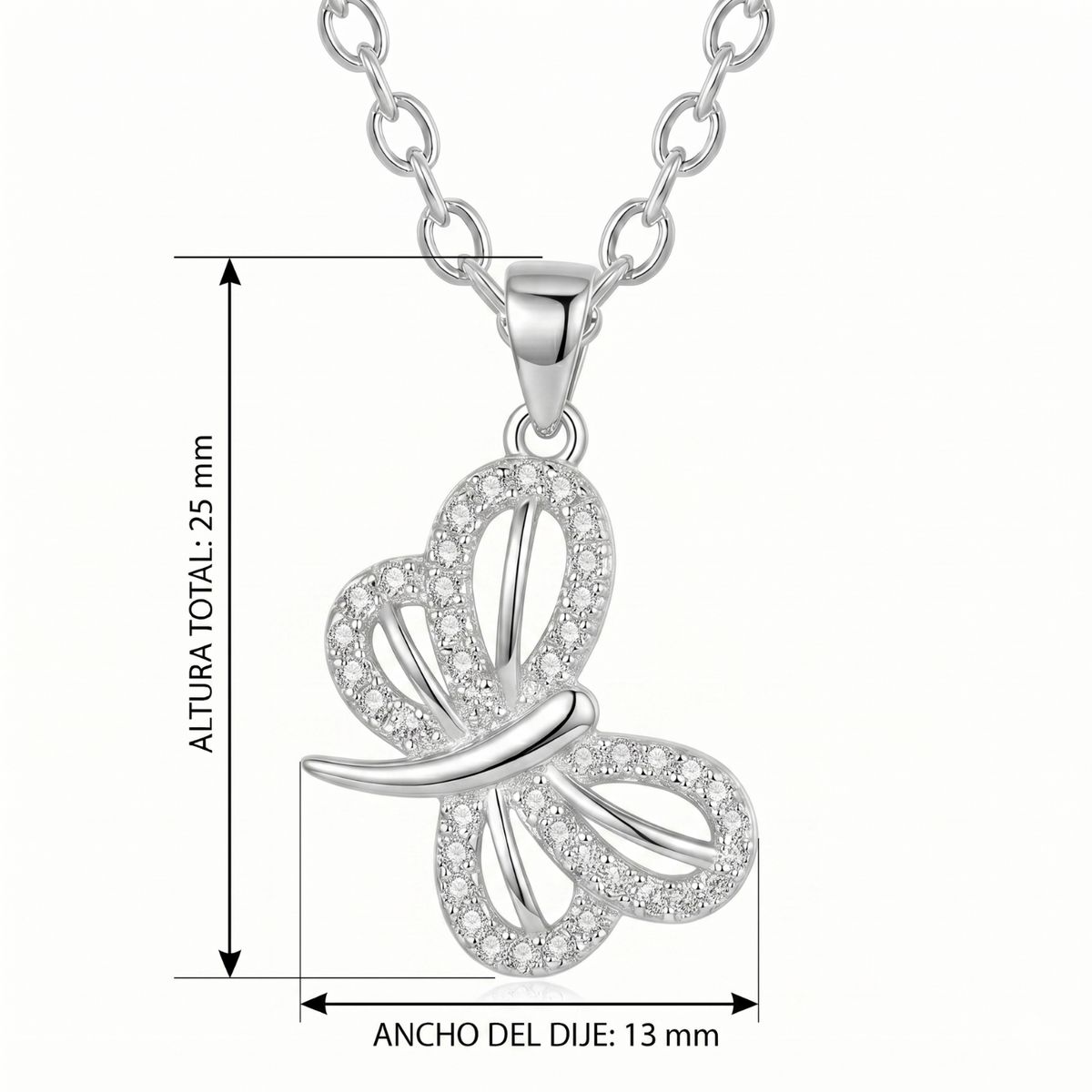 KARMY - Collar Mujer Mariposa Blanca Joya Regalo Novia Plata 925