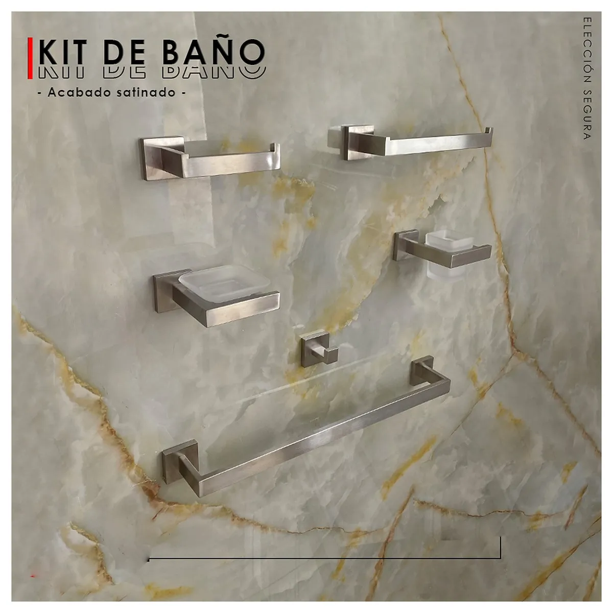 GENERICO - Kits de Baño 6 Piezas Acero Inoxidable