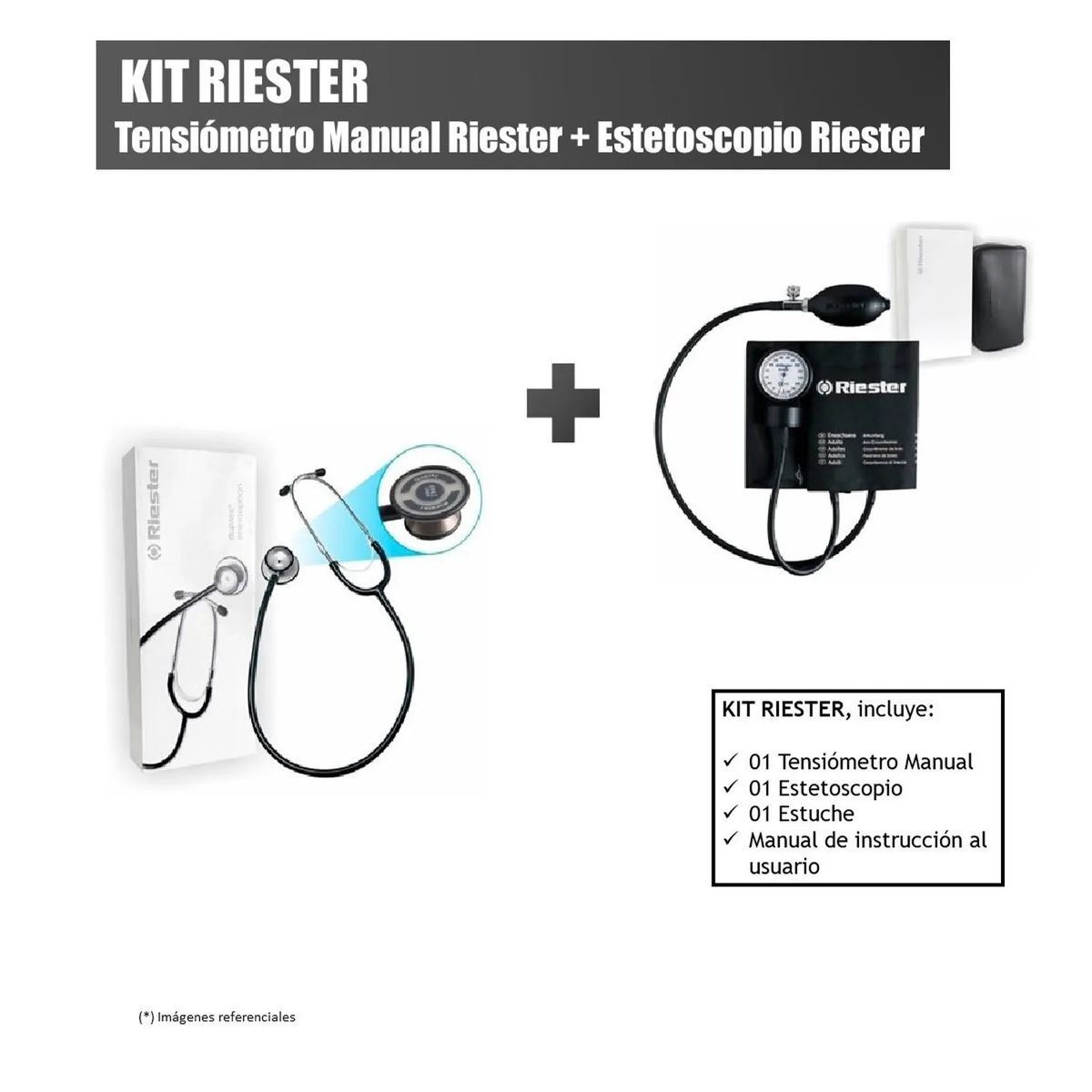 RIESTER - TENSIOMETRO MANUAL Y ESTETOSCOPIO - RIESTER NEGRO