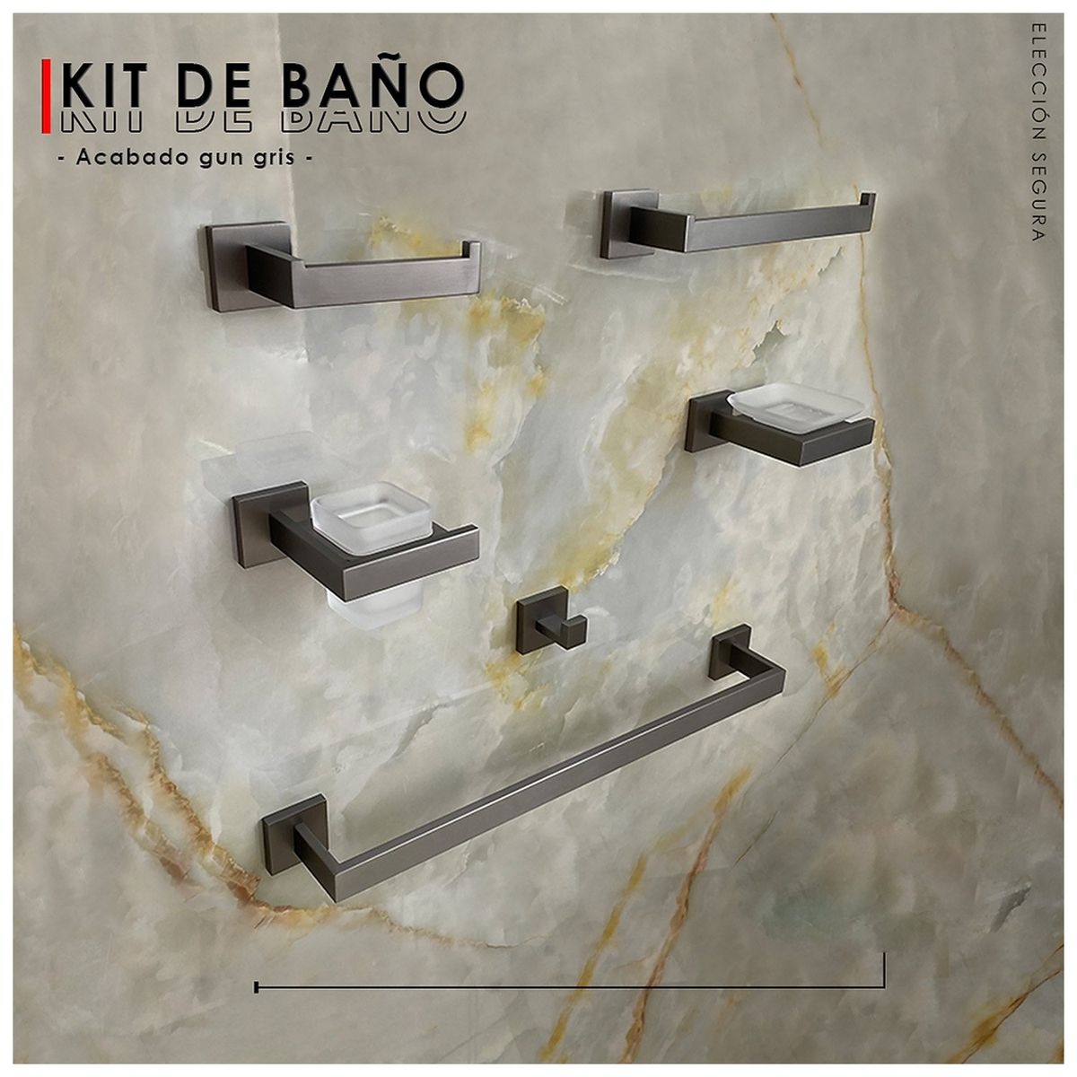 GENERICO - Kits de Baño 6 Piezas Acero Inoxidable