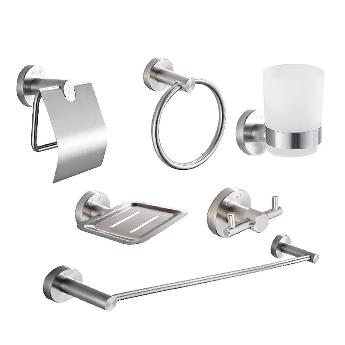 GENERICO - Kits de Baño 6 Piezas Acero Cromado