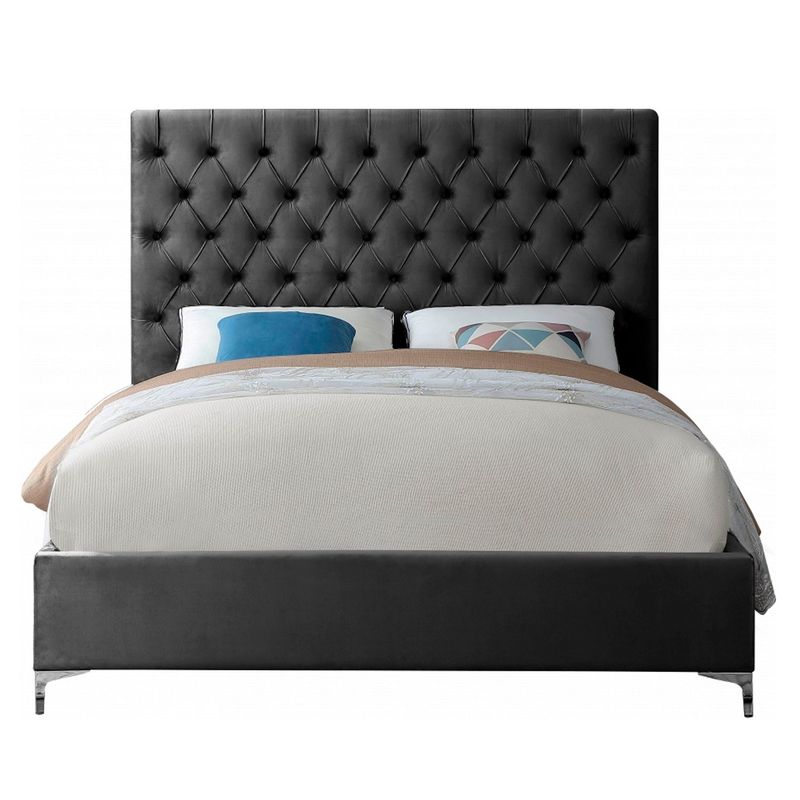 GENERICO - Cama Tapizada Capitoné Abba Gris Oscuro 2 Plazas