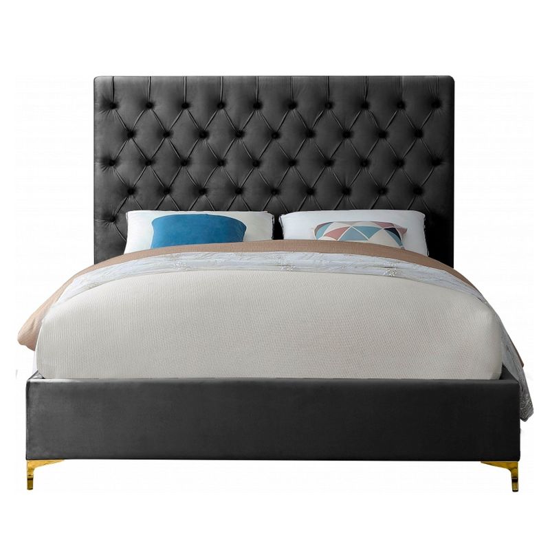 GENERICO - Cama Tapizada Capitoné Adda Gris Oscuro 1.5 Plz