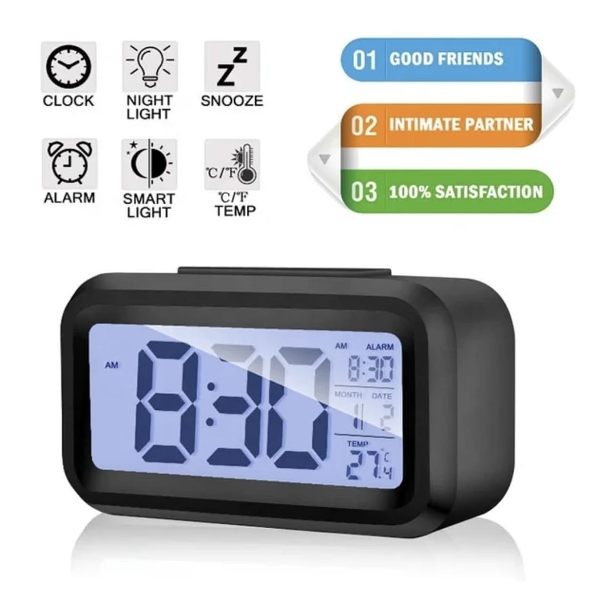 GENERICO - Reloj Despertador Inteligente Digital Escritorio Dormitorio