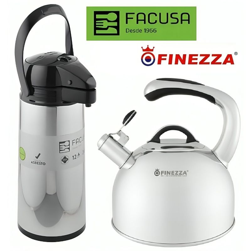 FACUSA - Combo Termo Sifón Facusa  y Tetera Acero Inoxidable Finezza
