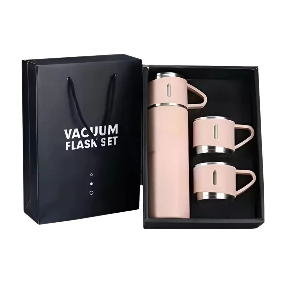 GENERICO - Set Termo Con 3 Tazas Para Bebidas Acero Inoxidable Color Rosa 500 Ml