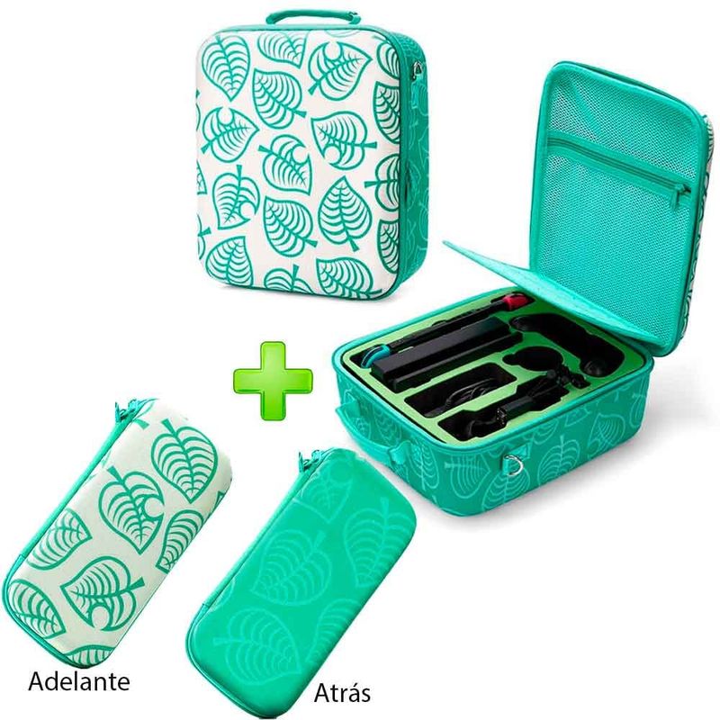 VARIOS - Pack Maleta para Nintendo Switch y Oled Verde Animal C más Estuche A C.