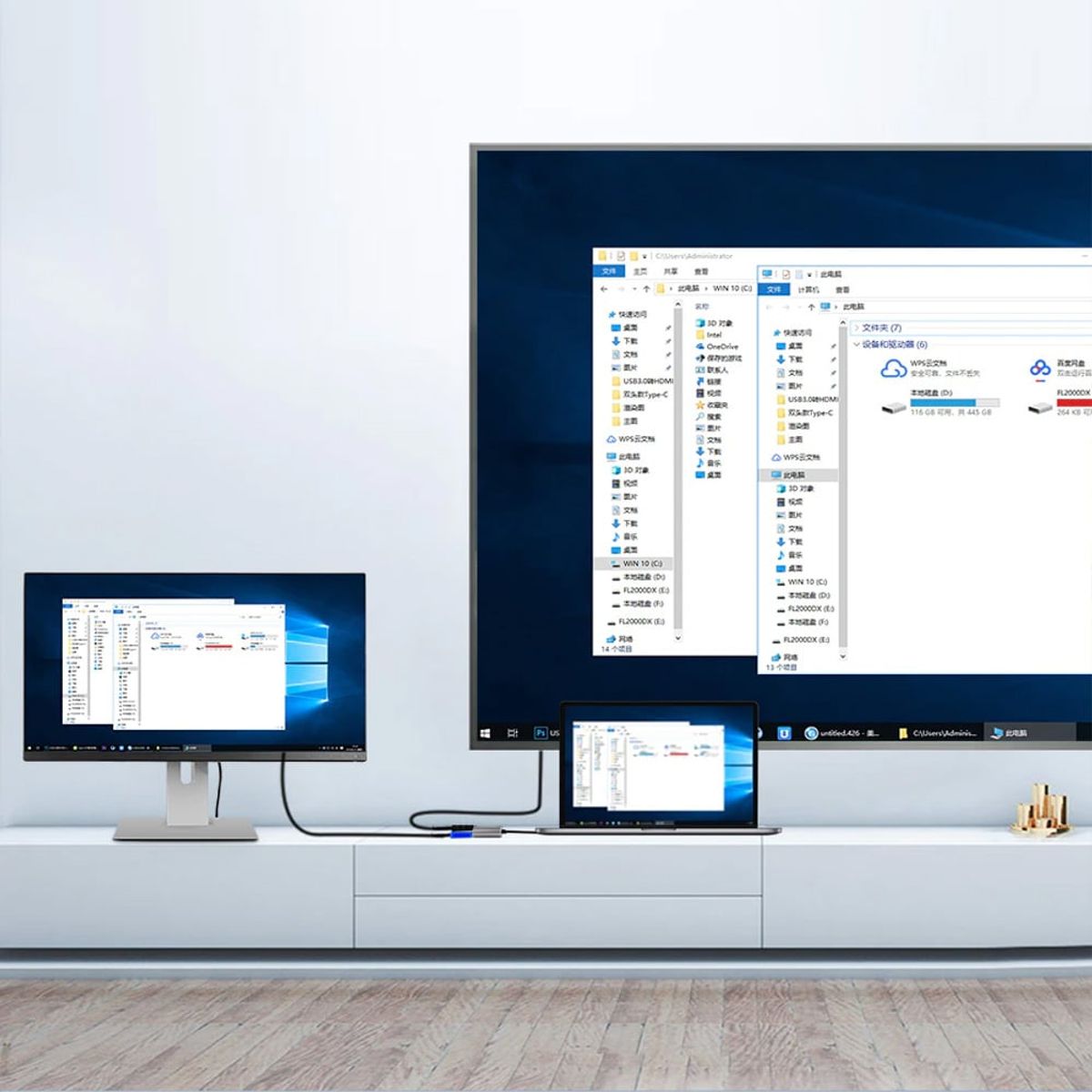 VARIOS - Pack Adaptador USB 3.0 a HDMI, VGA, USB2.0, Hagi + Cable HDMI 2.1