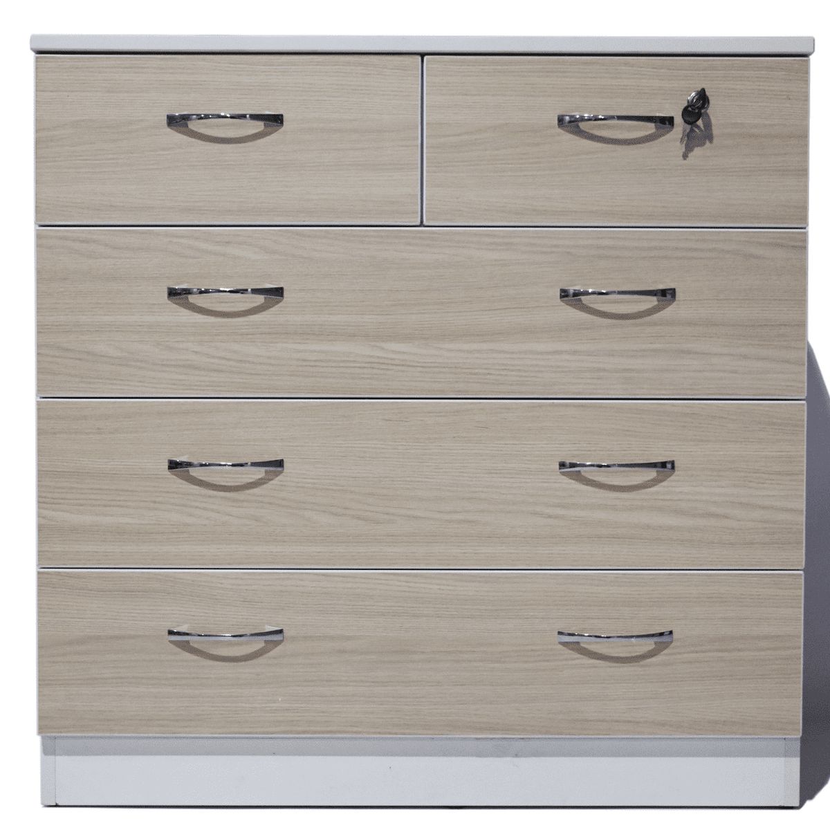 MUEBLES MACRUMO - Cómoda 100cm - 5 Cajones Arena con cajón con seguro - Armado