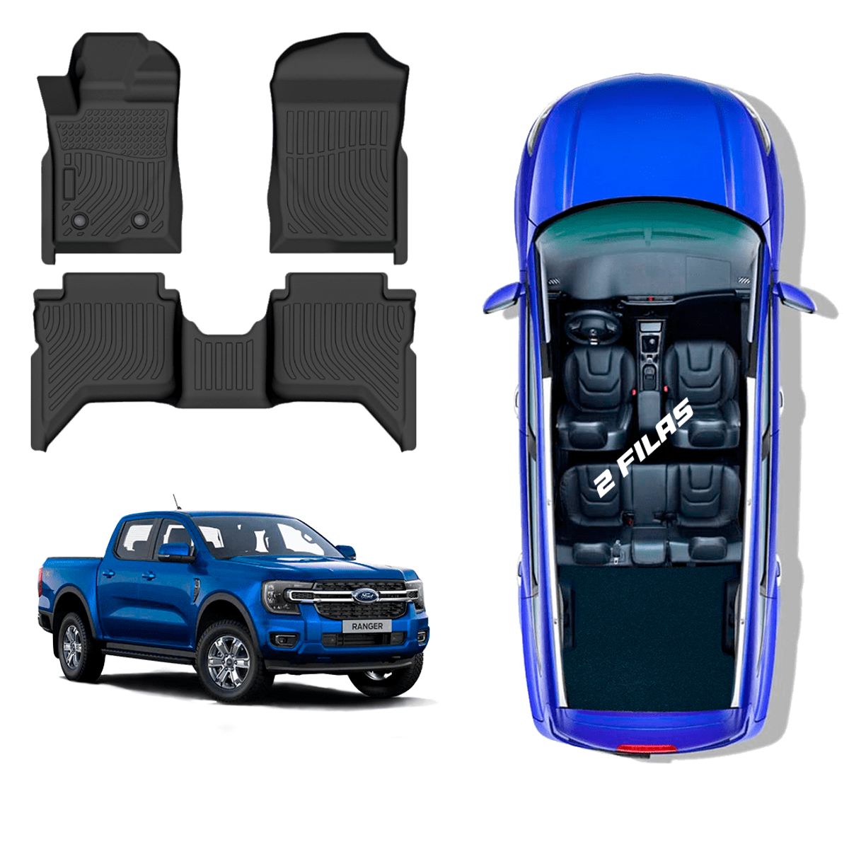 TECGO - PROTECTOR CUBRE PISO 5D TPE FORD RANGER 2023 EN ADELANTE