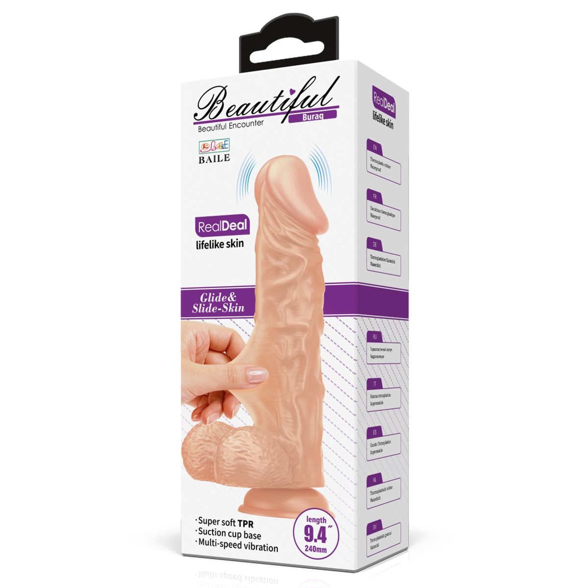 BAILE - Dildo Realista Texturizado con Vibración Buraq 23.8 cm Ø 5cm