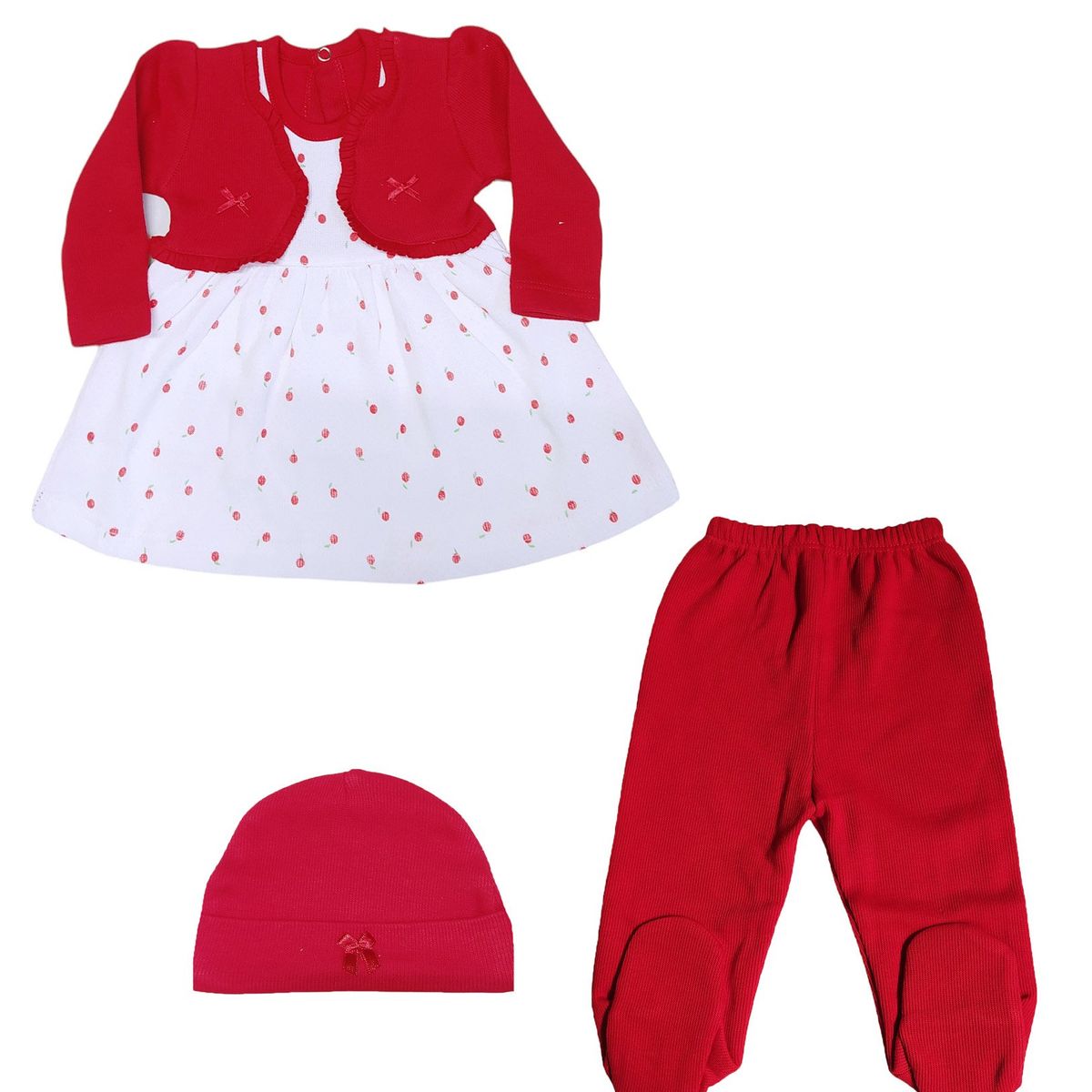 GENERICO - Ajuar de Hilo tejido para niña Rojo