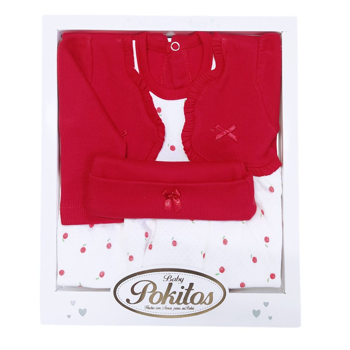 GENERICO - Ajuar de Hilo tejido para niña Rojo