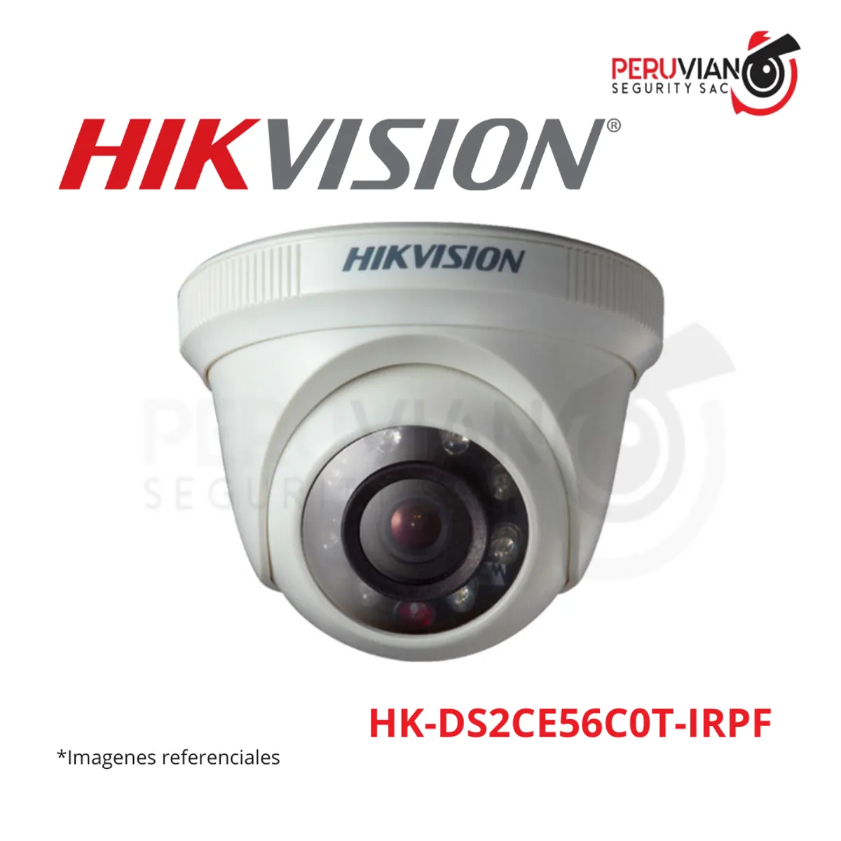 HIKVISION - DOMO 720, LENTE 2.8 mm (92 grados) IR 20 mtrs,  12Vdc.  HK-DS2CE56C0T-IRPF