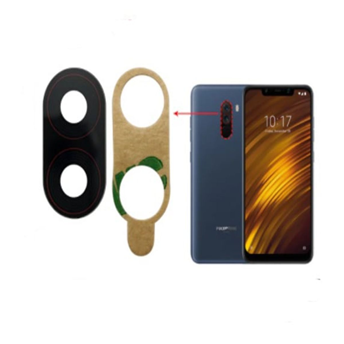 GENERICO - Repuesto lente Vidrio de cámara Pocophone F1