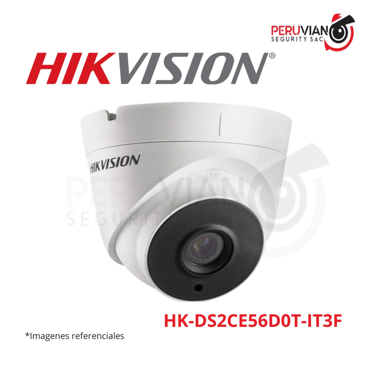 HIKVISION - DOMO 1080 exterior, LENTE 3.6 mm (70 grados) IR 30-40 mtrs HK-DS2CE56D0T-IT3F