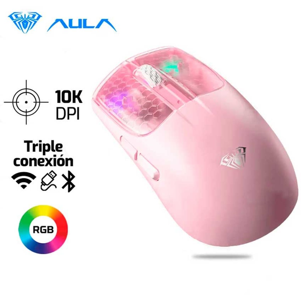 AULA - Mouse AULA SC560 Inalambrico - Bluetooth 10,000 Dpi Rosado