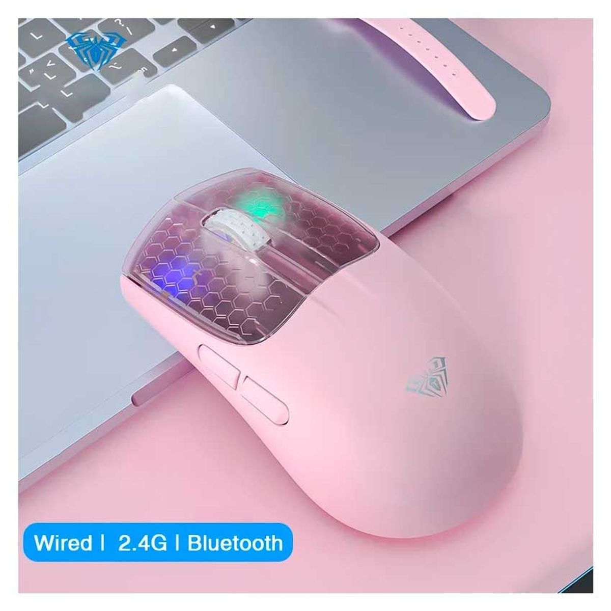 AULA - Mouse AULA SC560 Inalambrico - Bluetooth 10,000 Dpi Rosado
