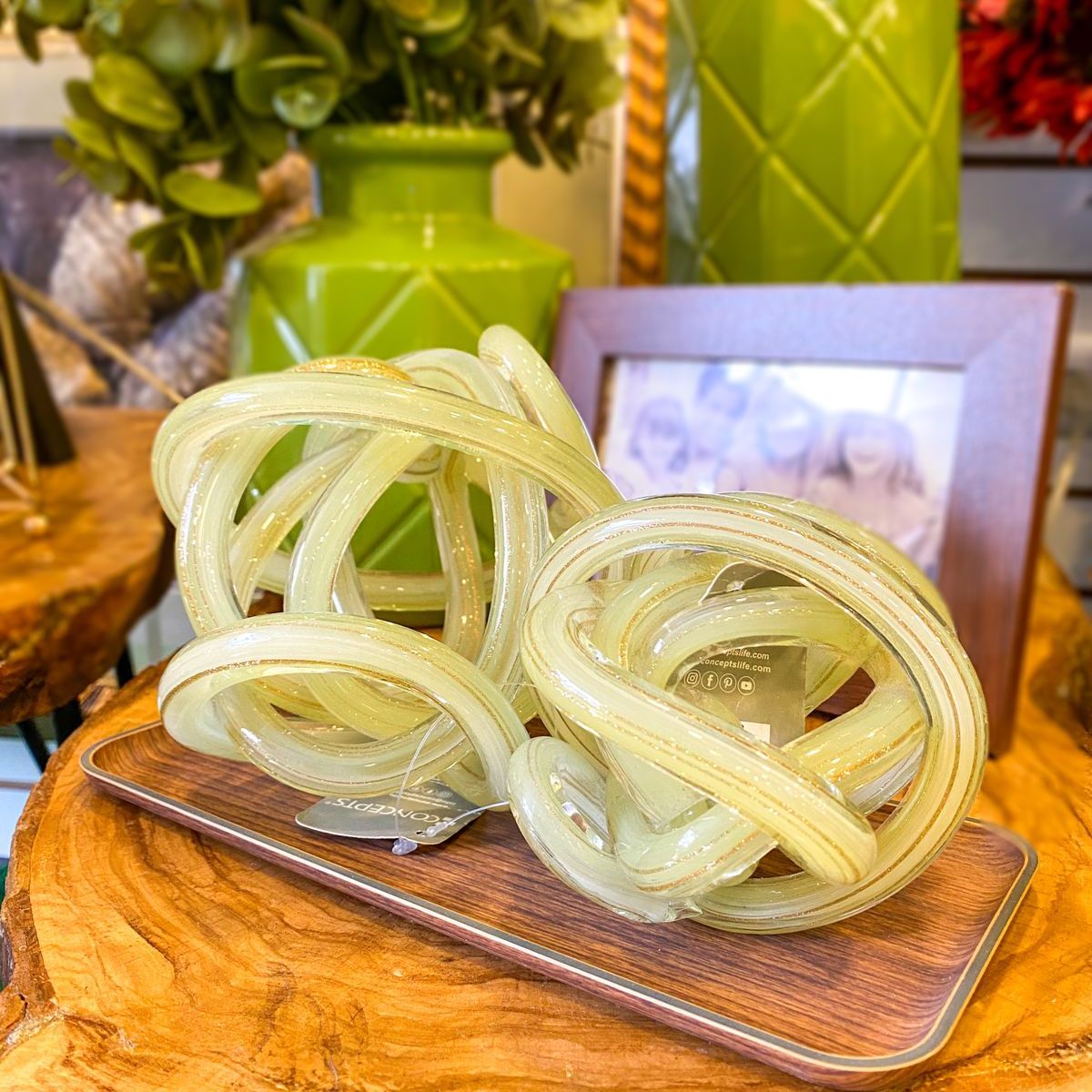 CONCEPT - Nudo de Vidrio Decorativo Verde Agua 2pz