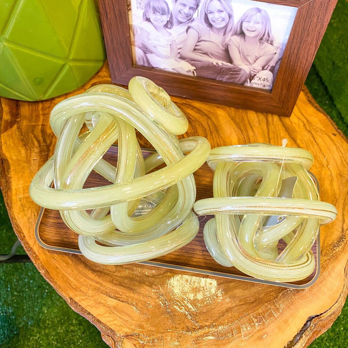 CONCEPT - Nudo de Vidrio Decorativo Verde Agua 2pz