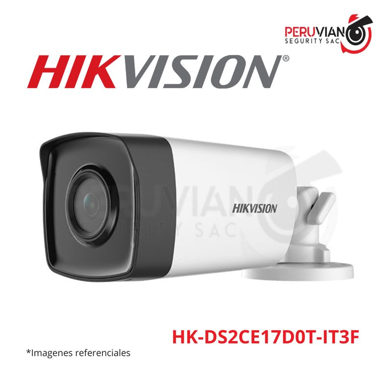 HIKVISION - TUBO 1080 exterior, LENTE 3.6 mm (70 grados) IR 30-40 mtrs  HK-DS2CE17D0T-IT3F