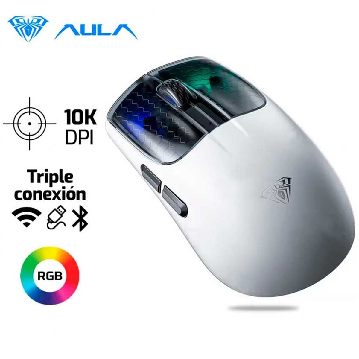 AULA - Mouse AULA SC560 Inalambrico - Bluetooth 10,000 Dpi Blanco