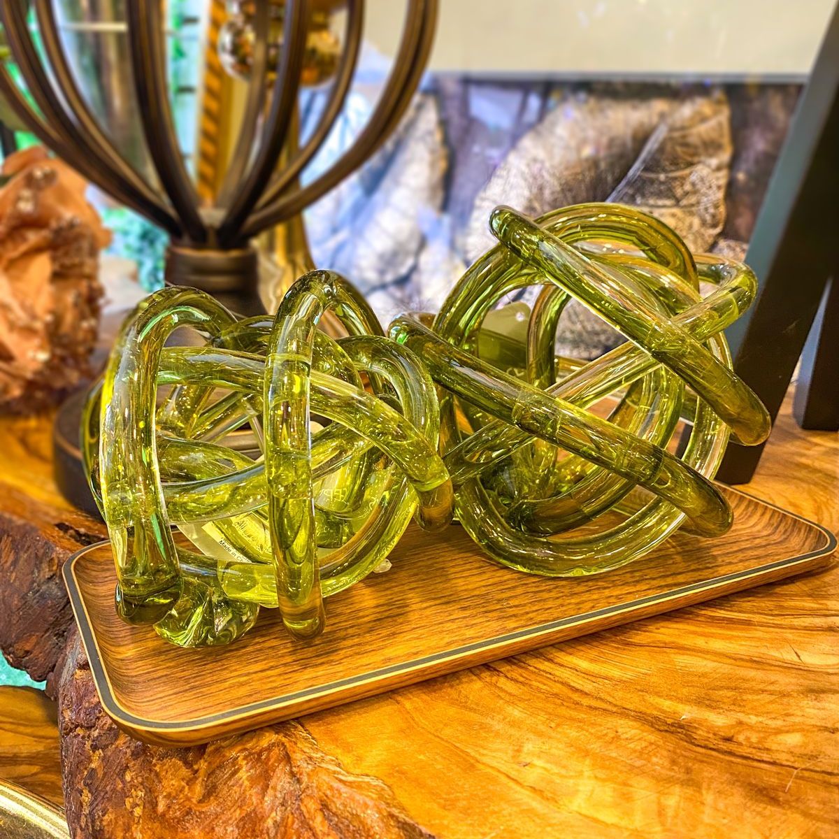 CONCEPT - Nudo de Vidrio Decorativo Verde 2pz