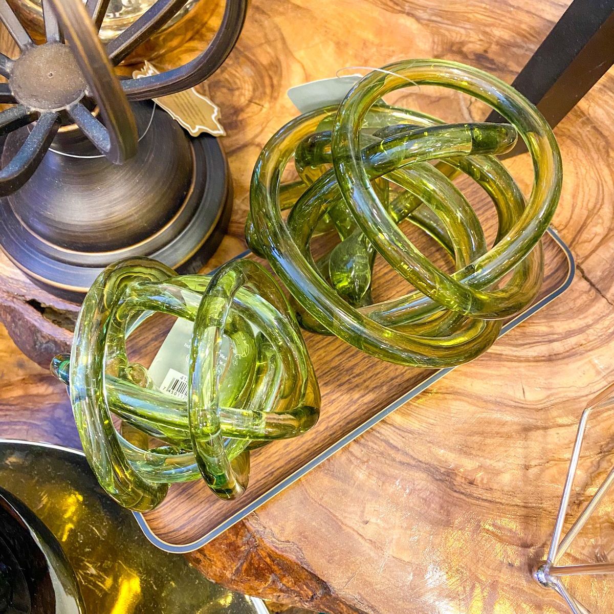 CONCEPT - Nudo de Vidrio Decorativo Verde 2pz