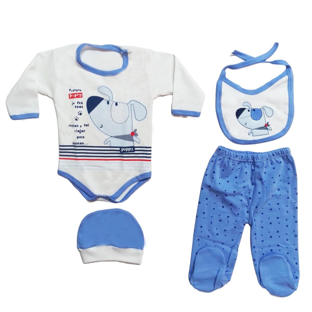 GENERICO - Ajuar Bebé - Puppy Francés Azul