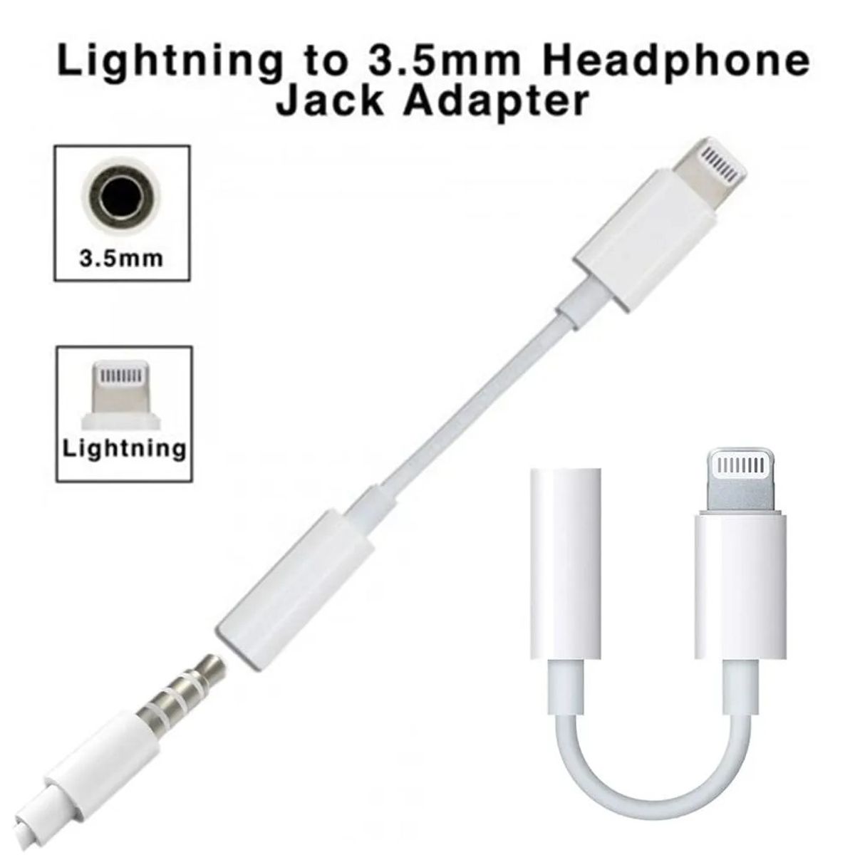 GENERICO - Adaptador lightning a Aúdifono jack 3.5 mm para Iphone