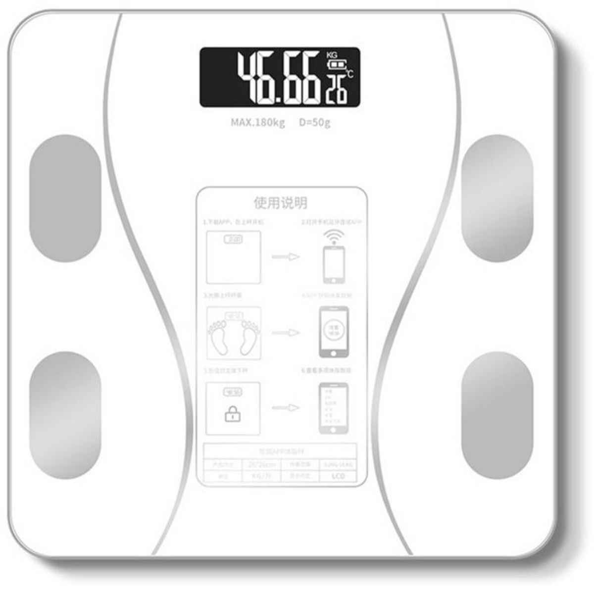 GENERICO - Balanza Smart Bluetooth 180kg