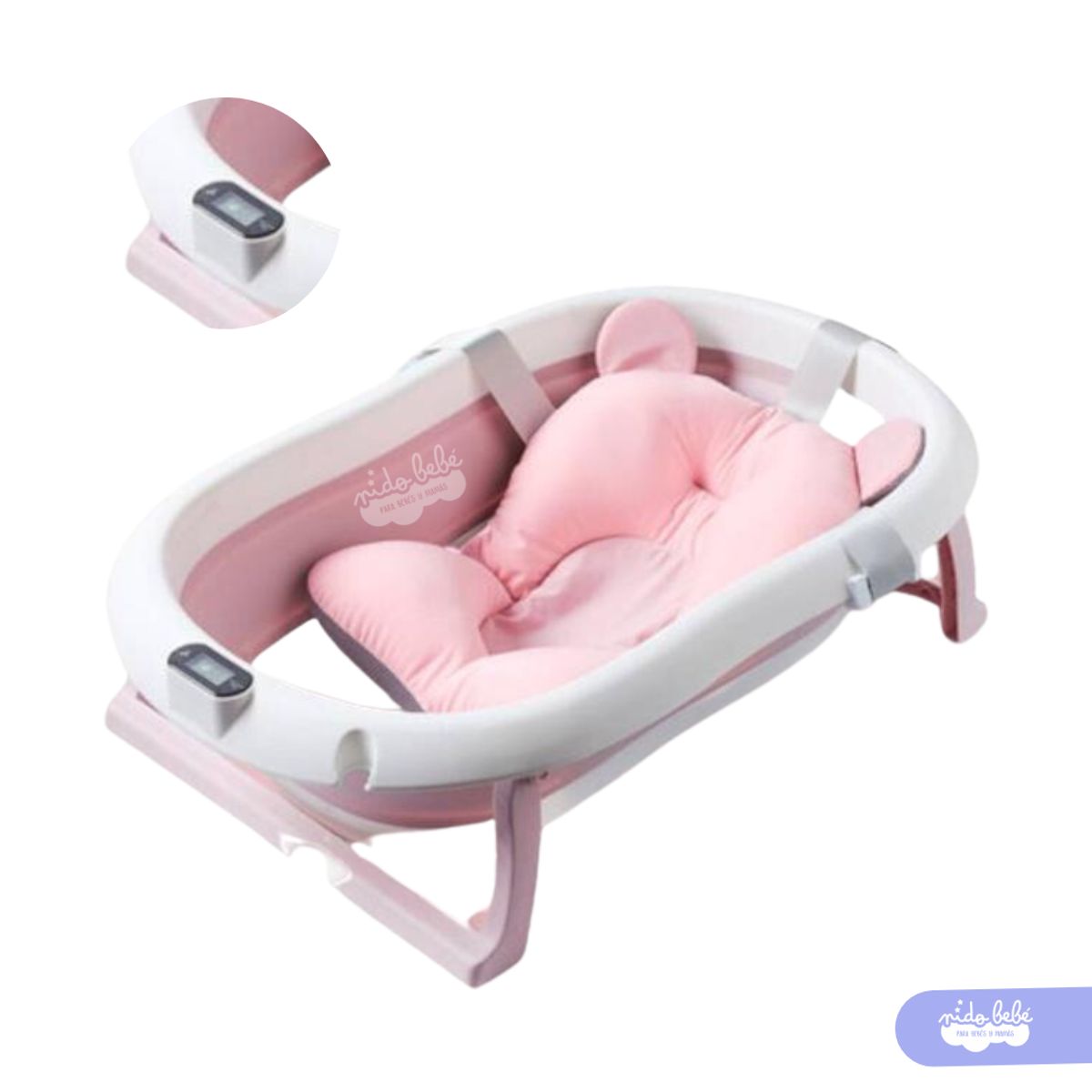 GENERICO - Bañera de bebé con termómetro digital Rosada