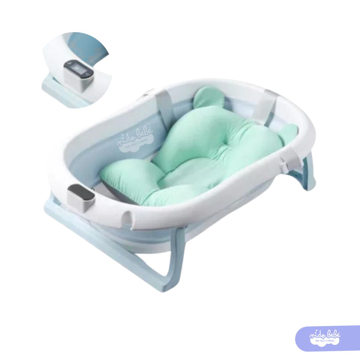 GENERICO - Bañera de bebé con termómetro digital Verde
