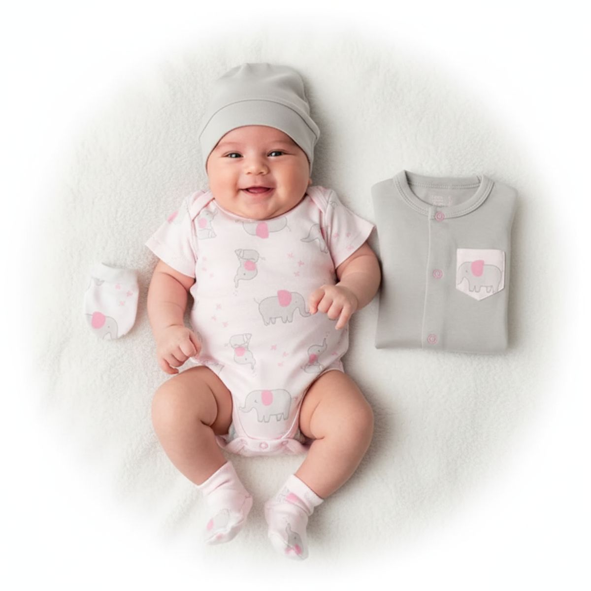 GENERICO - Ajuar para bebe Elefantes Rosado