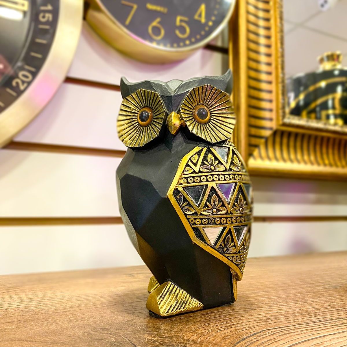 CONCEPT - Figura Buho NegroDorado 11x10x18 cm