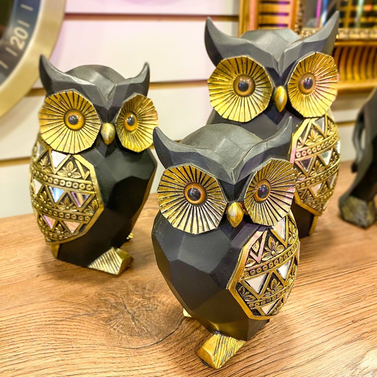 CONCEPT - Figura Buho NegroDorado 11x10x18 cm