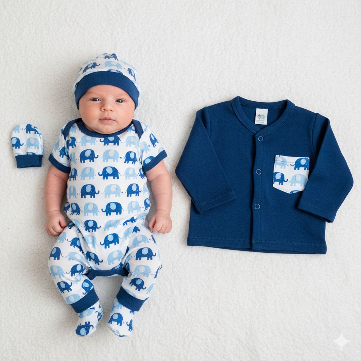 GENERICO - Ajuar para bebe Elefante BlancoAzul