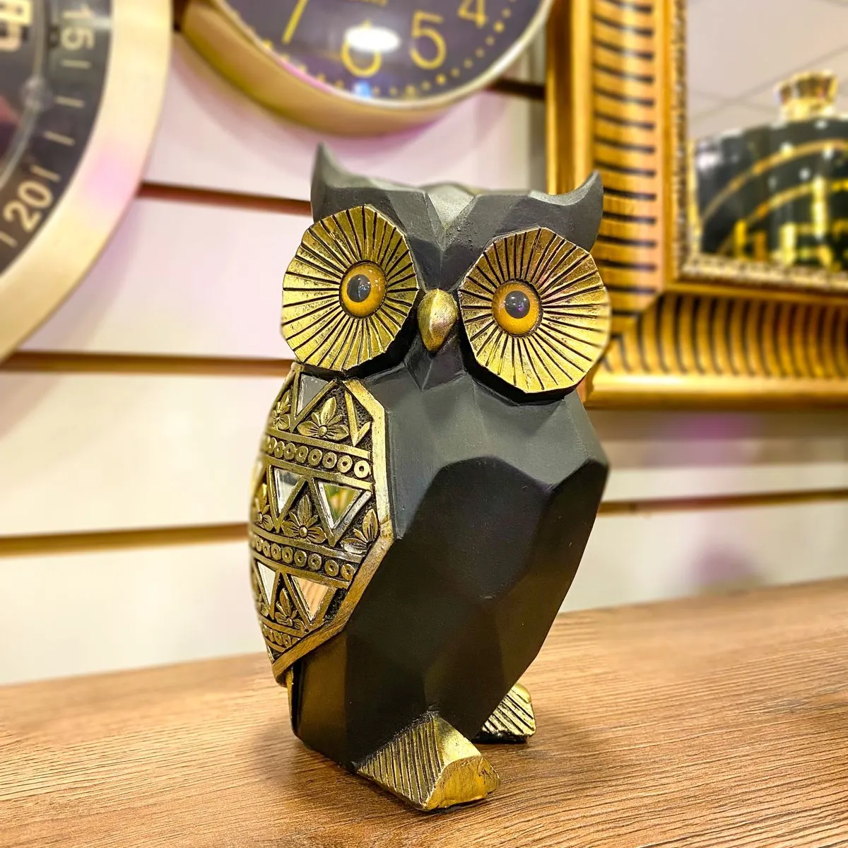 CONCEPT - Figura Buho NegroDorado 9x8x15 cm