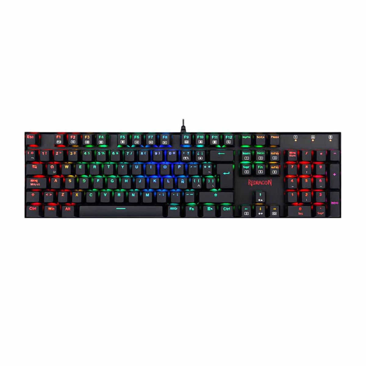 REDRAGON - Teclado Gamer Redragon Mitra Rdk551Rgb-1 Spanish-Sps Blue Switch Black