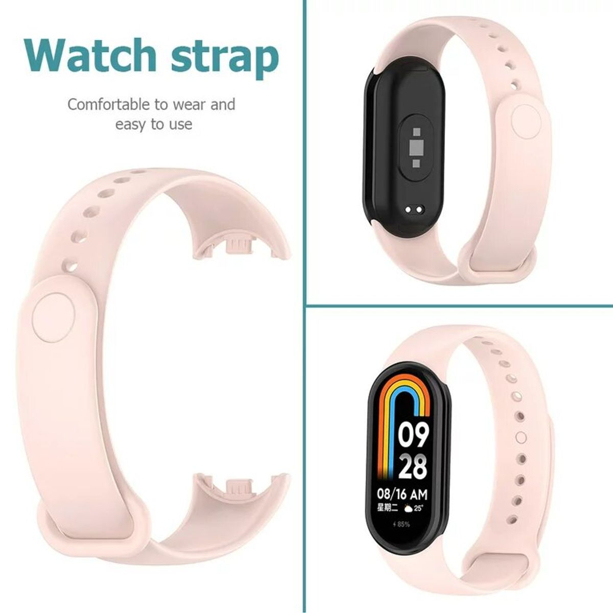 GENERICO - Correa Compatible con Xiaomi Mi Band 8 - Rosado